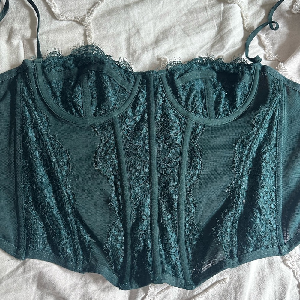Teal Lace Bustier Top